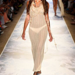 Cream Crochet Maxi Dress | Swim Cover